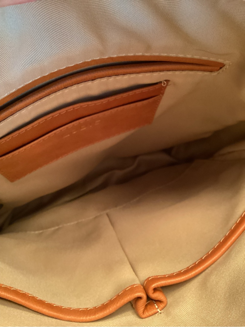 Lodis Cognac Leather Crossbody Bag with Front Zip Pocket - Picture 4 of 6